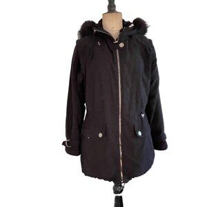 Vintage Nils Resort Collection Full Zip Ski Jacket Sz 6 Black Fur Trim on Hood